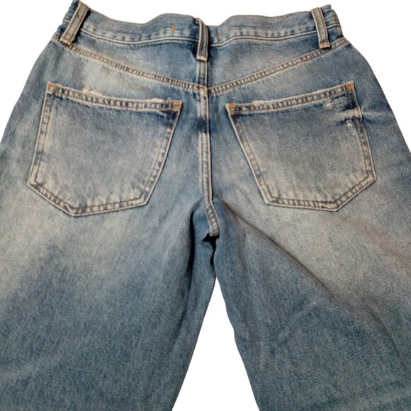 Free People Jeans 25 R Button Fly Distressed Cropped Frayed Holes Hippie Pants - Picture 10 of 16